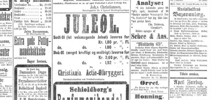 Reklame for Christiania Aktiebryggeri ifra 1881