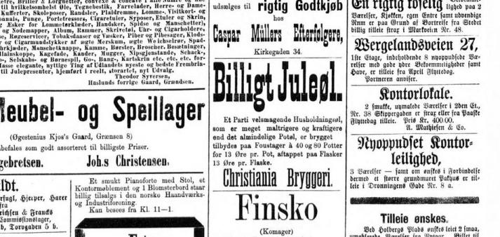 Reklame for Christiania Bryggeri ifra 1880