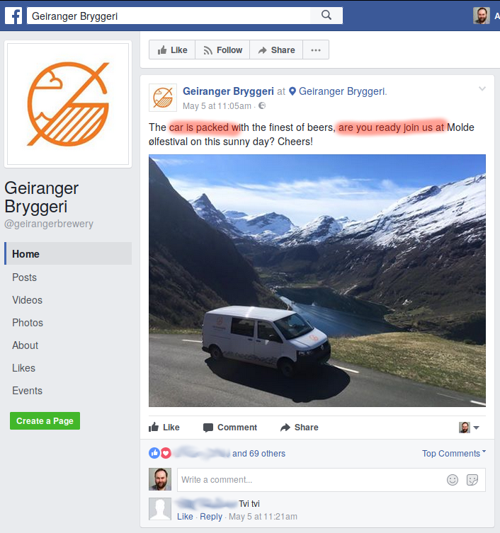 ulovlig ølreklame på Facebook