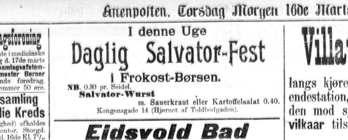 Salvator-Fest på Frokost-Børsen 1899