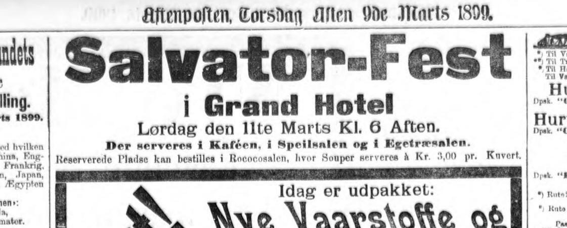 Salvator-Fest på Grand Hotel 1899